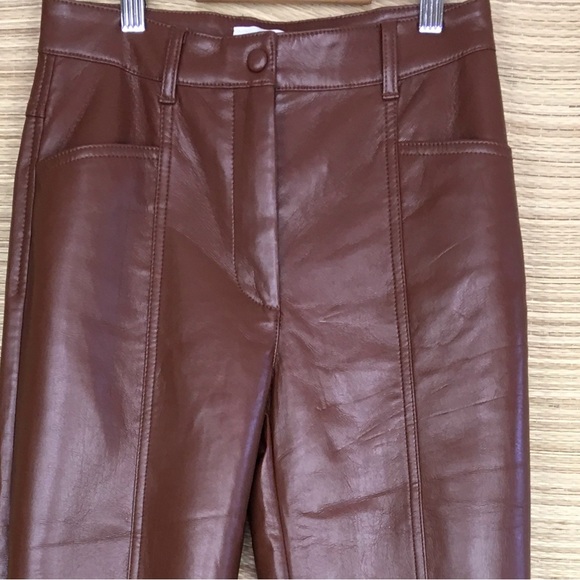 ARITZIA Wilfred Rebel High-waisted Vegan Leather pants Pants In Cognac Size 0 - Picture 4 of 14